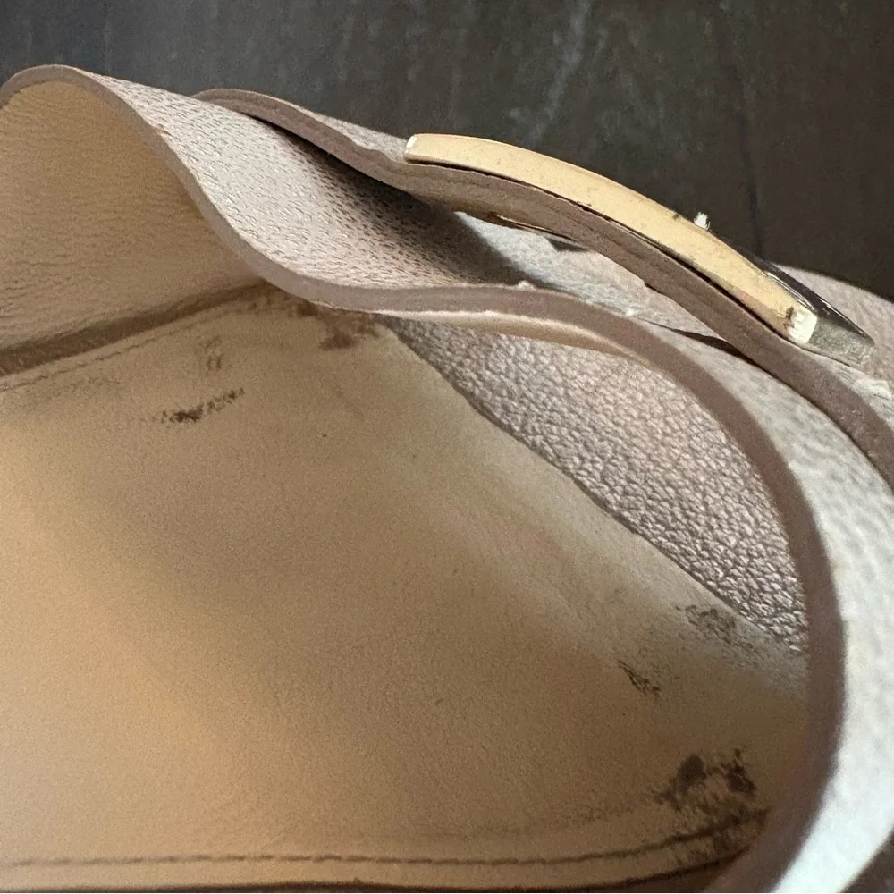 Coach Christie Gold Espadrille Wedge‎ Platform Sandals Leather Metallic Size 8.5